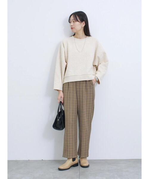 Samansa Mos2 blue（サマンサモスモスブルー）の「カチオン染めチェック柄イージーパンツ（その他パンツ・レディース・グレー/ブラウン/ネイビー/ベージュ・F）」の14枚目の写真