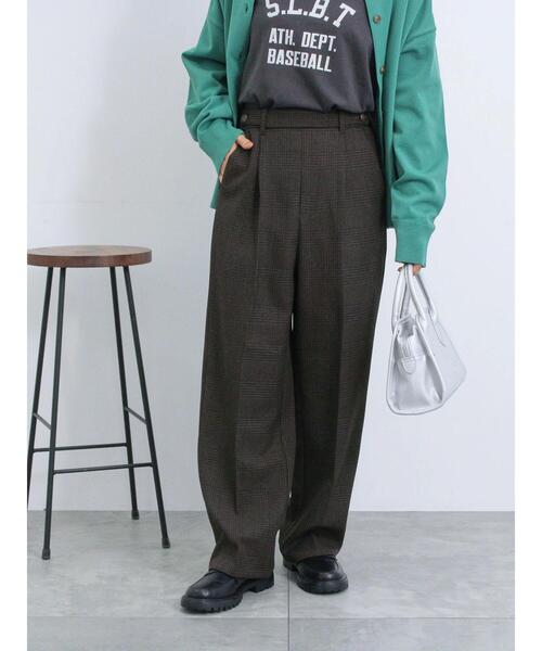 Samansa Mos2 blue（サマンサモスモスブルー）の「カチオン染めチェック柄イージーパンツ（その他パンツ・レディース・グレー/ブラウン/ネイビー/ベージュ・F）」の16枚目の写真