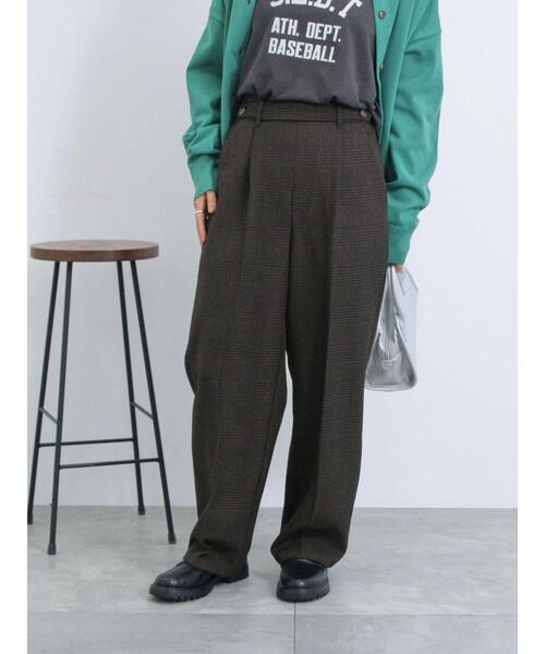 Samansa Mos2 blue（サマンサモスモスブルー）の「カチオン染めチェック柄イージーパンツ（その他パンツ・レディース・グレー/ブラウン/ネイビー/ベージュ・F）」の18枚目の写真