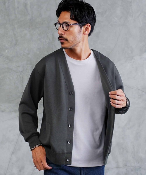 jiggys shop(ジギーズショップ)の「ダブルフェイスウォッシャブルカーディガン(カーディガン/ボレロ・メンズ・チャコールグレー/グレー系その他/ブラック・X-LARGE/LARGE/MEDIUM)」の2枚目の写真