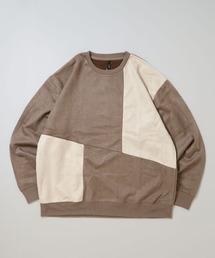 faux suede switching design cutsew/スウェードタッチ 切り替えデザイン カットソー