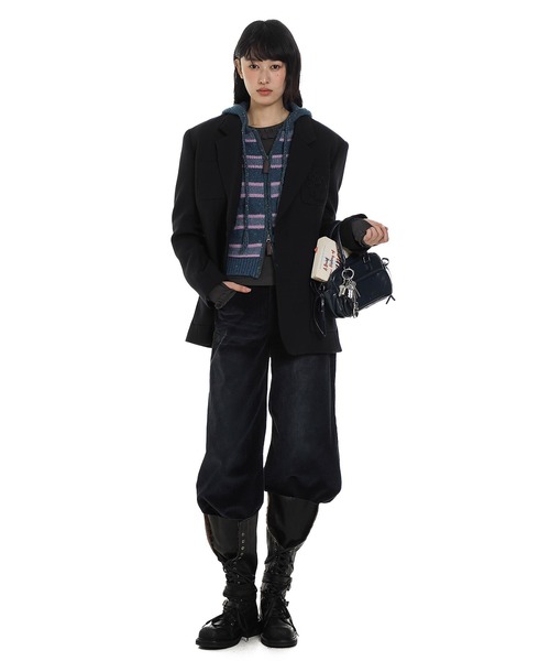 ストライプニットカーディガンKS0670【Moromoro2】【2024AW】