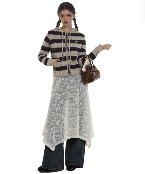 Moromoro2 ストライプニットカーディガン セーター　KS0670 ストライプニットカーディガン KS0670【Moromoro2】【2024AW】（ニット