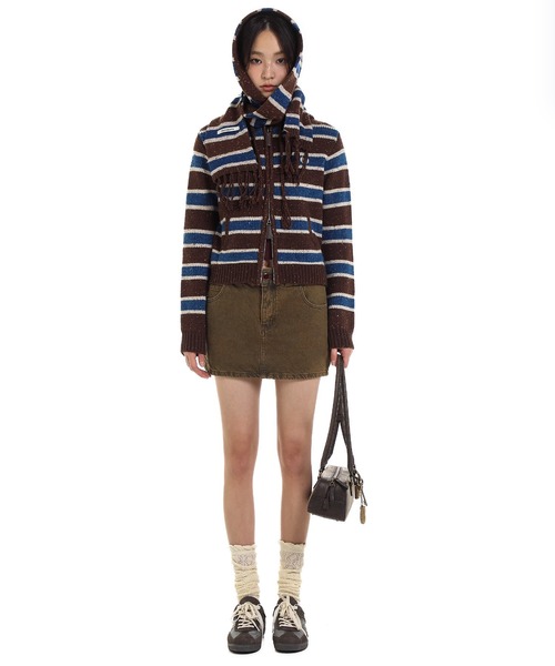 ストライプニットカーディガン KS0670【Moromoro2】【2024AW】（ニット