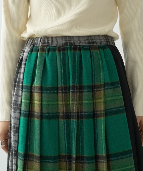 AMERICAN HOLIC（アメリカンホリック）の「シャギーチェックプリーツスカート（スカート・レディース・ブルー/グリーン/イエロー/マスタード・M/L）」の9枚目の写真