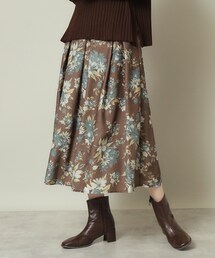 ITS'DEMO | 【手洗い可/後ろウエストゴム】シャンタン花柄スカート(スカート)