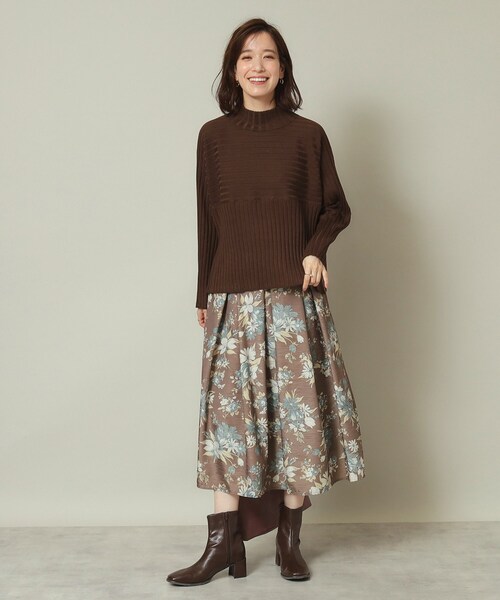 ITS'DEMO（イッツデモ）の「◆【手洗い可／後ろウエストゴム】シャンタン花柄スカート（スカート・レディース・ブラウン系1/ネイビー系/ブルー系・00）」の12枚目の写真