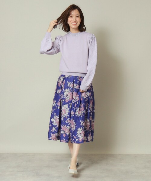 ITS'DEMO（イッツデモ）の「◆【手洗い可／後ろウエストゴム】シャンタン花柄スカート（スカート・レディース・ブラウン系1/ネイビー系/ブルー系・00）」の16枚目の写真
