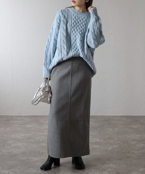 セール】クルーネックミックスケーブルニット（ニット/セーター