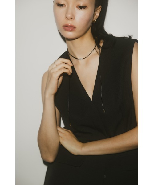 STYLEMIXER（スタイルミキサー）の「holiday パールフェイクレザーチョーカー（ネックレス・レディース・ブラック・FREE）」の2枚目の写真