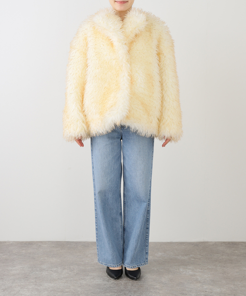 U by SPICK&SPAN フェイクファーラペルコート ファー アウター U by SPICK&SPAN（ユーバイスピックアンドスパン）の「フェイクファー