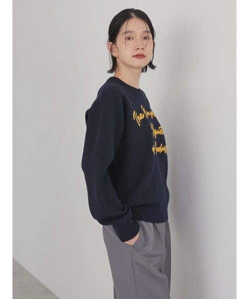 新品未使用 オブリ リップ刺繍リブニット ブラック tumugu: ランダムリブニット 刺繍プルオーバー の通販。- AIDA