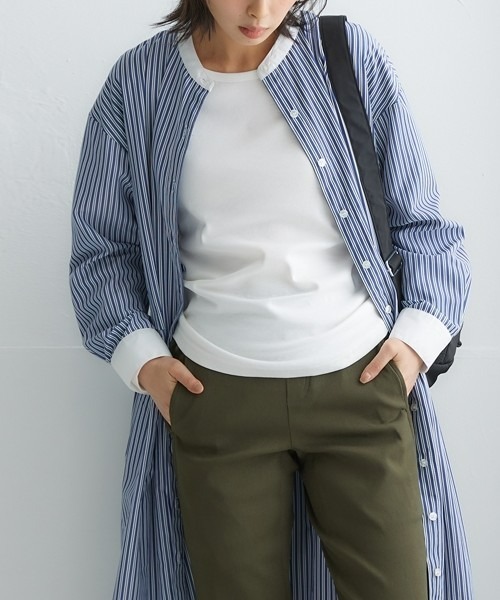 nissen(ニッセン)の「UVカット綿100%フライス素材クルーネック長袖Tシャツ(Tシャツ/カットソー・レディース・グリーン/グリーン系その他/ブルー/ブラック/オフホワイト/チャコール・S/M/LL/L/3L)」の20枚目の写真