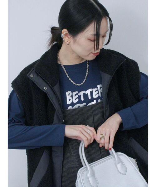Samansa Mos2 blue(サマンサモスモスブルー)の「◎発泡プリントロゴロンT(Tシャツ/カットソー・レディース・オフホワイト/ネイビー/ブラック・F)」の16枚目の写真
