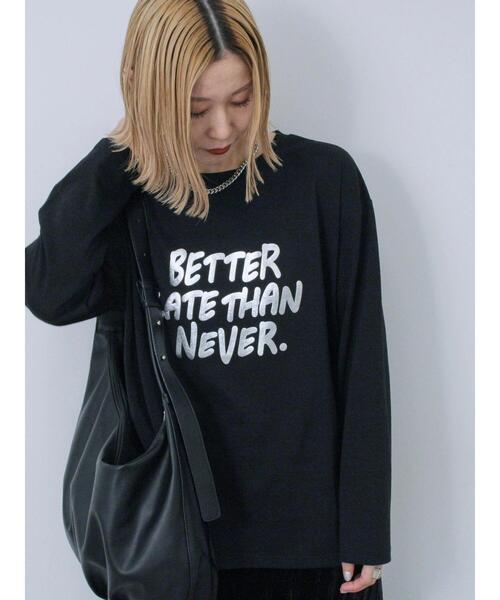 Samansa Mos2 blue(サマンサモスモスブルー)の「◎発泡プリントロゴロンT(Tシャツ/カットソー・レディース・オフホワイト/ネイビー/ブラック・F)」の12枚目の写真