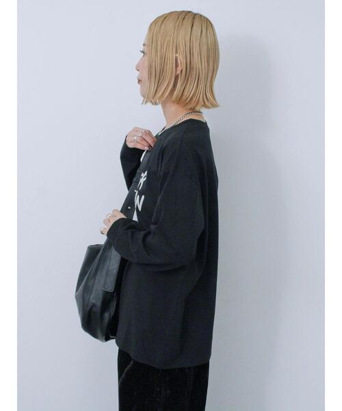 Samansa Mos2 blue(サマンサモスモスブルー)の「◎発泡プリントロゴロンT(Tシャツ/カットソー・レディース・オフホワイト/ネイビー/ブラック・F)」の8枚目の写真