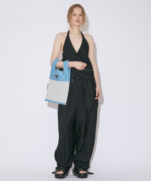 beautiful people(ビューティフルピープル)の「large market bag canvas combi(ハンドバッグ・レディース・ブラック/キャメル/ブルー・FREE)」の7枚目の写真