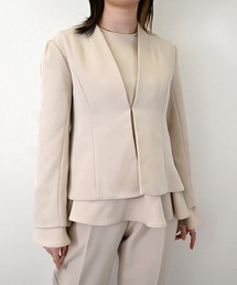 STYLEBLOCK（スタイルブロック）の「オケージョンセットアップ対応ノーカラーフレアラインジャケット（ノーカラージャケット）」