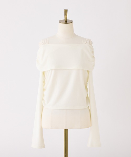 one after another NICE CLAUP(ワンアフターアナザーナイスクラップ)の「オフショルカットトップス【ブラ紐隠し】(Tシャツ/カットソー・レディース・杢グレー/ミント/オフホワイト/ベージュ・FREE)」の8枚目の写真