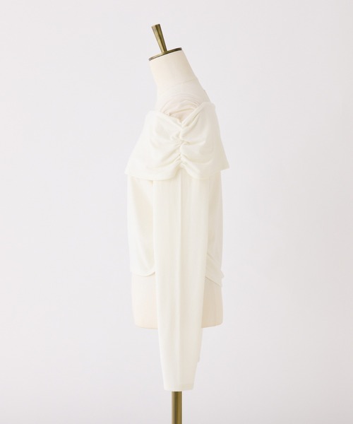 one after another NICE CLAUP(ワンアフターアナザーナイスクラップ)の「オフショルカットトップス【ブラ紐隠し】(Tシャツ/カットソー・レディース・杢グレー/ミント/オフホワイト/ベージュ・FREE)」の9枚目の写真