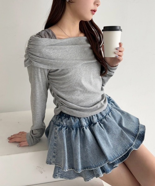 オフショルカットトップス【ブラ紐隠し】（Tシャツ/カットソー）｜one
