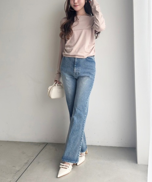 one after another NICE CLAUP(ワンアフターアナザーナイスクラップ)の「オフショルカットトップス【ブラ紐隠し】(Tシャツ/カットソー・レディース・杢グレー/ミント/オフホワイト/ベージュ・FREE)」の21枚目の写真