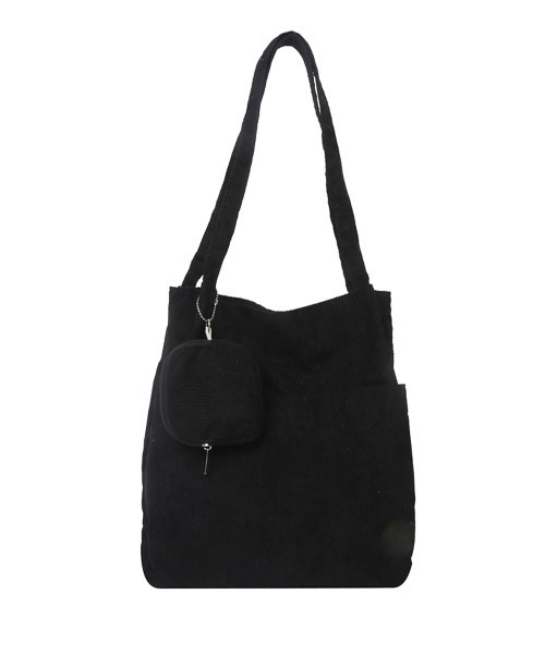 セール】ポーチ付きコーデュロイトートバッグ大容量（トートバッグ