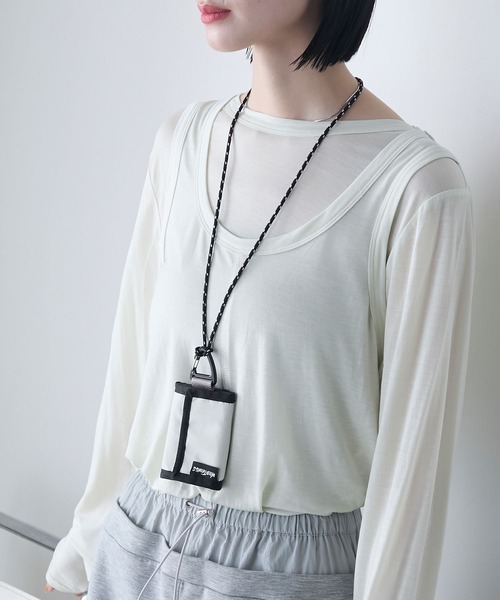 WILD THINGS(ワイルドシングス)の「【WILD THINGS × forksy.】ワイルドシングス 別注 ナイロン ストラップ付きミニウォレット(財布・レディース・ピンク/オリーブ/オフホワイト・FREE)」の8枚目の写真