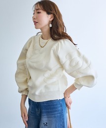 SMILE LAND | バラモチーフ袖ボリュームニット＜大きいサイズ有＞【OtonaSMILE】(ニット/セーター)