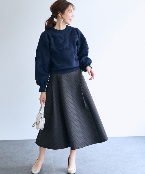 SMILE LAND（スマイルランド）の「バラモチーフ袖ボリュームニット＜大きいサイズ有＞【OtonaSMILE】（ニット/セーター・レディース・アイボリー/ネイビー・3L/4L/5L/M/L/LL）」の22枚目の写真