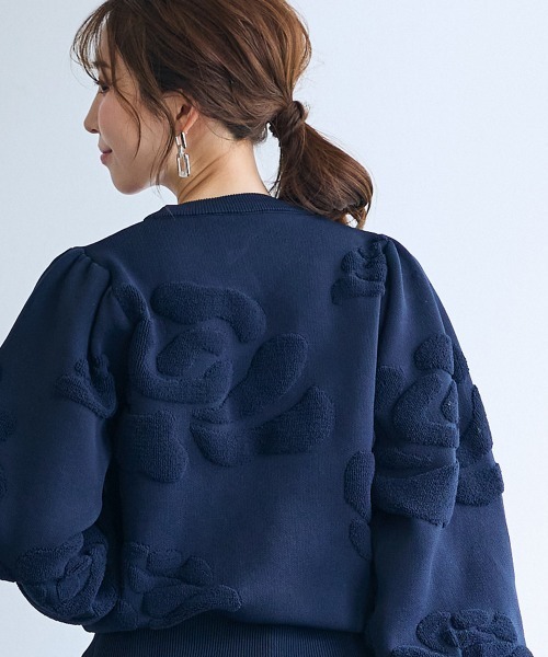 ニット セーター レディース バラモチーフ 袖ボリューム OtonaSMILE M/L ニッセン nissen バラモチーフ袖ボリュームニット＜大きいサイズ有＞【OtonaSMILE