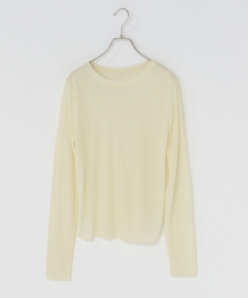 LOWRYS FARM(ローリーズファーム)の「シアーメロータイトLS 291979(Tシャツ/カットソー・レディース・ブラック/カーキ/アイボリー・FREE)」の1枚目の写真