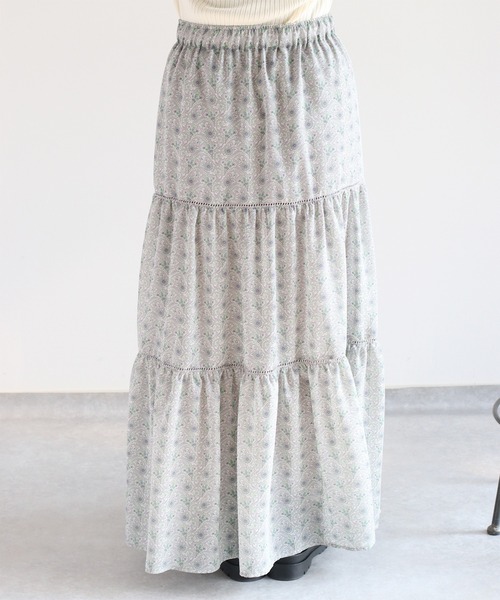 cepo（セポ）の「ヴィンテージモチーフティアードスカート（スカート・レディース・グレー/ベージュ/ブラック・M）」の10枚目の写真