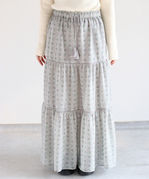 cepo（セポ）の「ヴィンテージモチーフティアードスカート（スカート・レディース・グレー/ベージュ/ブラック・M）」の9枚目の写真