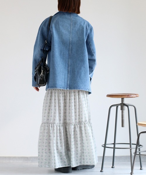 cepo（セポ）の「ヴィンテージモチーフティアードスカート（スカート・レディース・グレー/ベージュ/ブラック・M）」の4枚目の写真