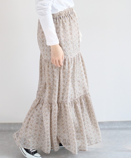 cepo（セポ）の「ヴィンテージモチーフティアードスカート（スカート・レディース・グレー/ベージュ/ブラック・M）」の15枚目の写真