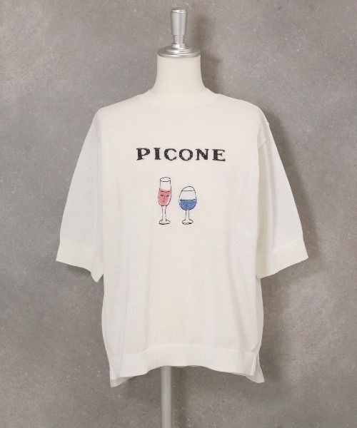 STUDIO PICONE(スタジオピッコーネ)の「ハーフスリーブ刺繍プルオーバー(ニット/セーター・レディース・ピンク/ブルー/ネイビー/ホワイト・M/L)」の5枚目の写真