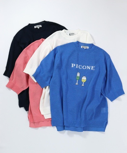 STUDIO PICONE(スタジオピッコーネ)の「ハーフスリーブ刺繍プルオーバー(ニット/セーター・レディース・ピンク/ブルー/ネイビー/ホワイト・M/L)」の17枚目の写真