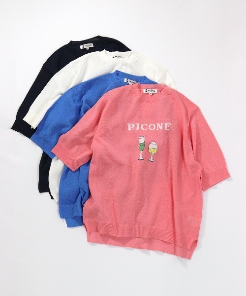 STUDIO PICONE(スタジオピッコーネ)の「ハーフスリーブ刺繍プルオーバー(ニット/セーター・レディース・ピンク/ブルー/ネイビー/ホワイト・M/L)」の18枚目の写真