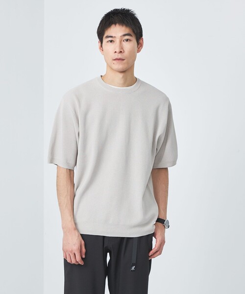 green label relaxing（グリーンレーベルリラクシング）の「ペーパー ハーフミラノ ニット クルーネック 半袖Ｔシャツ（Tシャツ/カットソー・メンズ・ダークグリーン/ライトグレー/ブラック・S/M/L/XL）」の2枚目の写真