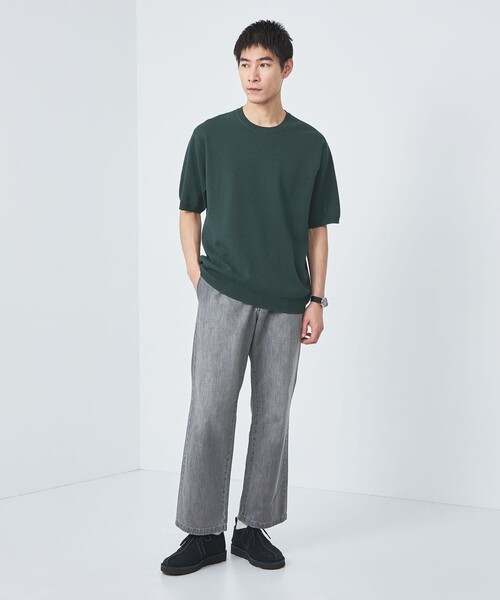 green label relaxing（グリーンレーベルリラクシング）の「ペーパー ハーフミラノ ニット クルーネック 半袖Ｔシャツ（Tシャツ/カットソー・メンズ・ダークグリーン/ライトグレー/ブラック・S/M/L/XL）」の17枚目の写真
