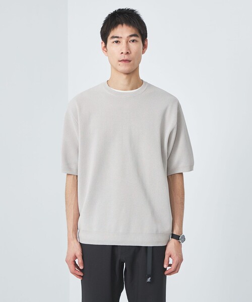 green label relaxing（グリーンレーベルリラクシング）の「ペーパー ハーフミラノ ニット クルーネック 半袖Ｔシャツ（Tシャツ/カットソー・メンズ・ダークグリーン/ライトグレー/ブラック・S/M/L/XL）」の18枚目の写真