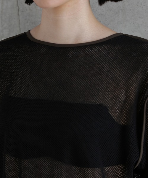 CHIGNON(シニヨン)の「(CHIGNON)メッシュパイピングワンピース(ワンピース・レディース・ブラック/カーキ・ONE SIZE)」の6枚目の写真
