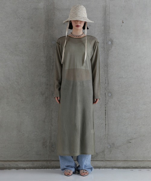 CHIGNON(シニヨン)の「(CHIGNON)メッシュパイピングワンピース(ワンピース・レディース・ブラック/カーキ・ONE SIZE)」の13枚目の写真