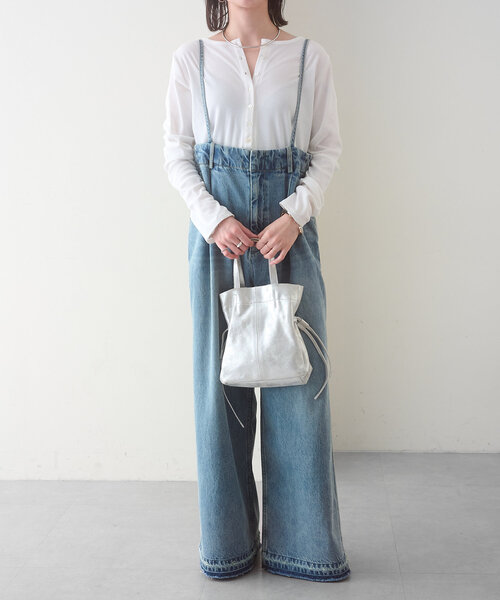 Omekashi（オメカシ）の「ヘンリーネックリブロンT（Tシャツ/カットソー・レディース・パープル/ブラック/オフホワイト/ライム・FREE）」の18枚目の写真