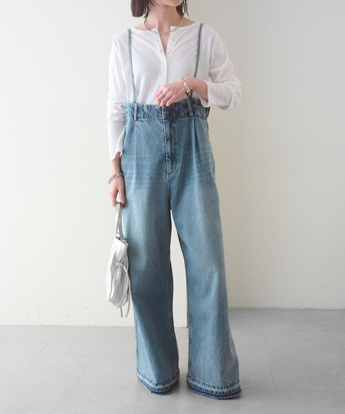 Omekashi（オメカシ）の「ヘンリーネックリブロンT（Tシャツ/カットソー・レディース・パープル/ブラック/オフホワイト/ライム・FREE）」の19枚目の写真