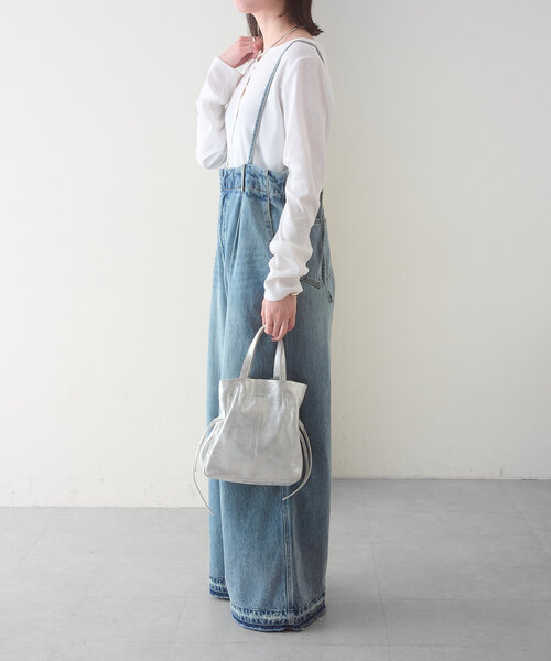 Omekashi（オメカシ）の「ヘンリーネックリブロンT（Tシャツ/カットソー・レディース・パープル/ブラック/オフホワイト/ライム・FREE）」の20枚目の写真