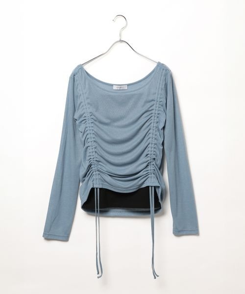 PAGEBOY（ページボーイ）の「ドロストシャーリングセット（Tシャツ/カットソー・レディース・ブラック/オフホワイト/グレー系その他/ブルー系その他・FREE）」の6枚目の写真