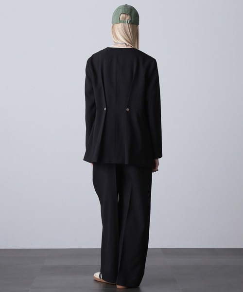 ROSE BUD（ローズバッド）の「ノーカラーダブルジャケット（ノーカラージャケット・レディース・ブラウン/ブラック・S/M）」の5枚目の写真