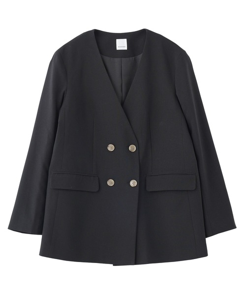 ROSE BUD（ローズバッド）の「ノーカラーダブルジャケット（ノーカラージャケット・レディース・ブラウン/ブラック・S/M）」の8枚目の写真